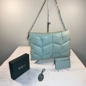 Mulberry Softie Pillow Clutch with matching card case - Acrylic Green